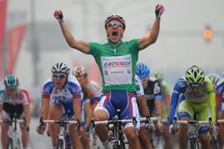 Denis Galimzyanov (Katusha) wins the final stage of the Tour of Beijing.