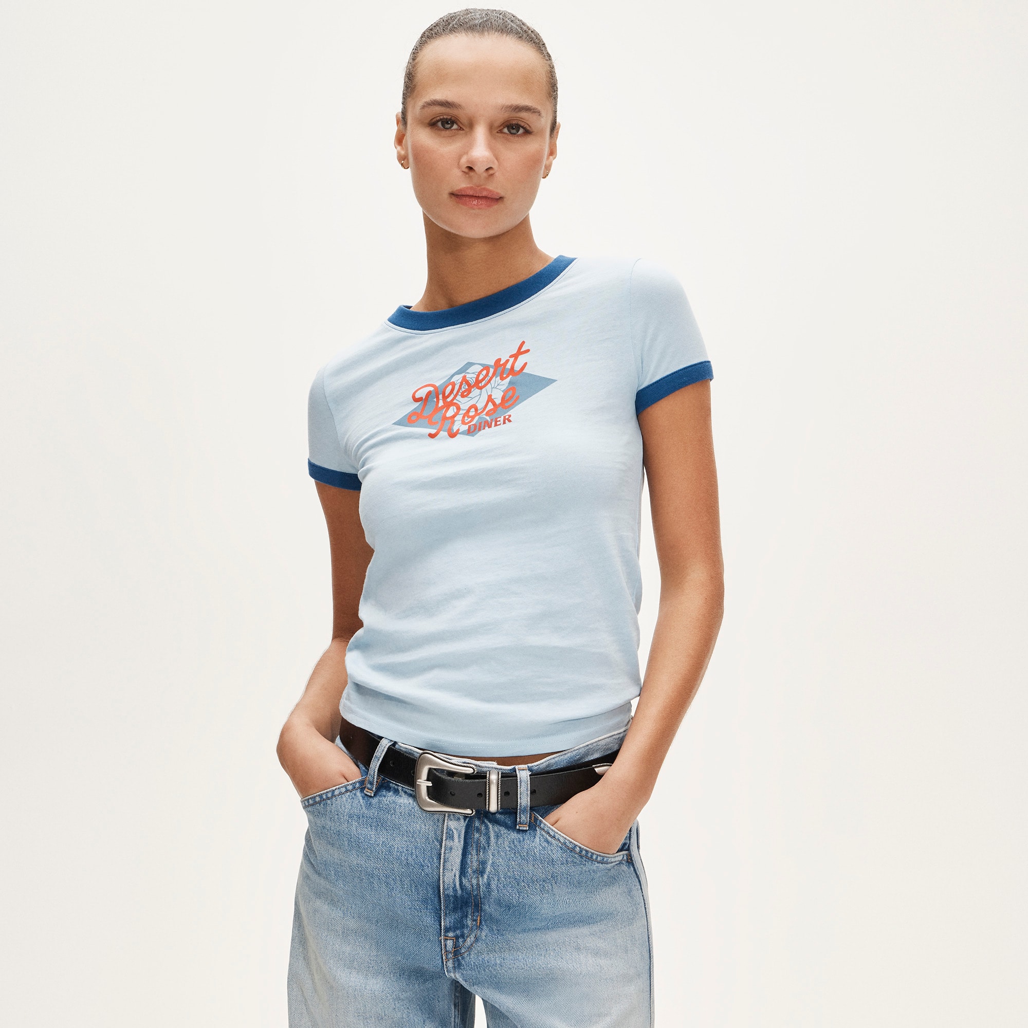 Vintage Jersey "desert Rose Diner" Graphic Ringer T-Shirt