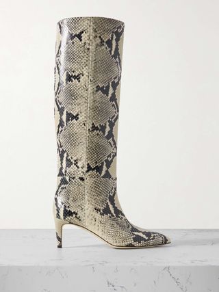 Stiletto Snake-Effect Leather Knee Boots