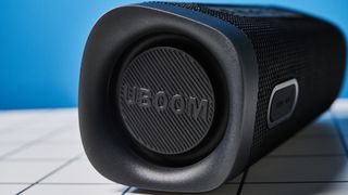 A black EarFun UBoom L wireless Bluetooth speaker