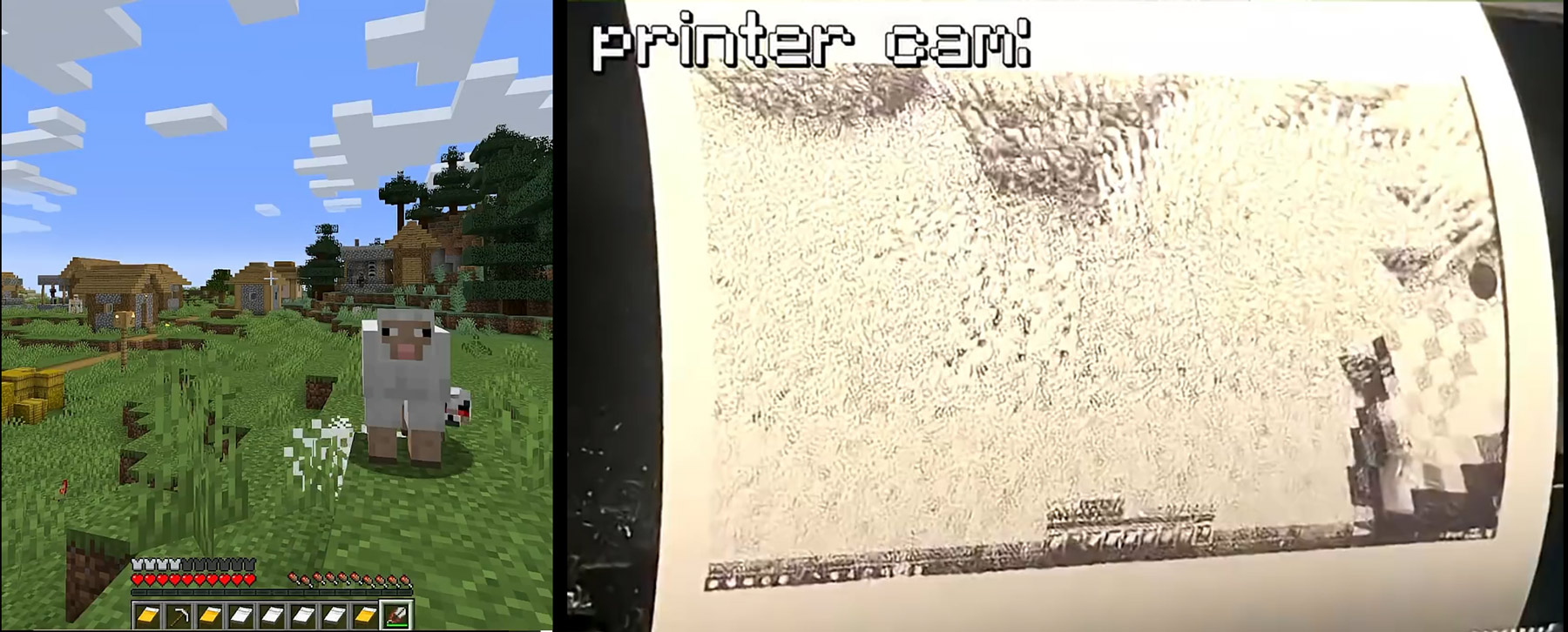 Playing Minecraft using a printer as the display