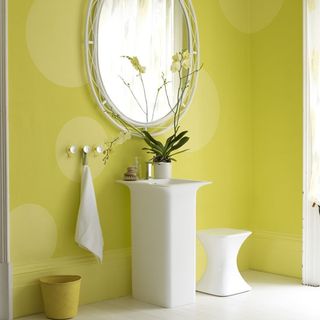 lime yellow bathroom walls