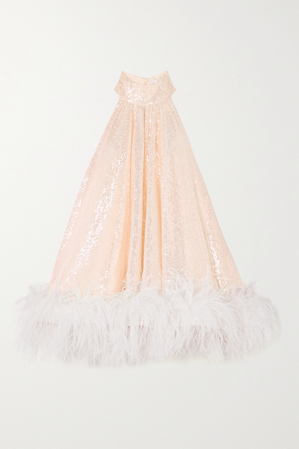 Cindy Feather-Trimmed Sequined Tulle Mini Dress