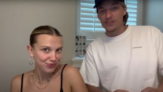 Millie Bobby Brown and Jake Bongiovi in YouTube Video where Bongiovi does her makeup