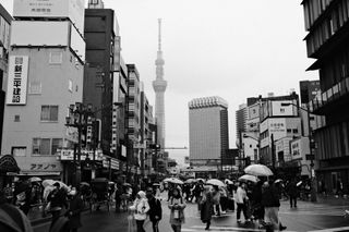 Tokyo street in black and white