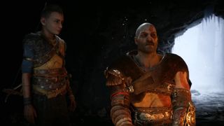Kratos without a beard in God of War Ragnarok