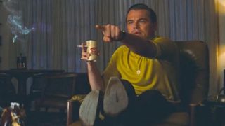 Leonardo DiCaprio pointing at a TV