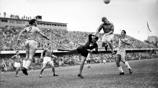 Raymond Kopa, 1958 World Cup, Rasunda Stadium, Solna, Sweden.