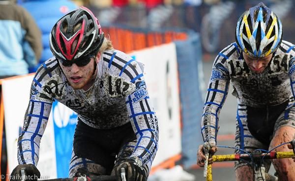 Christopher Bogedin leads Lindsey Wilson College teammate Stefan Swecker.