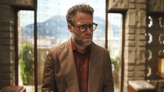 Seth Rogen Matt Remick looking concerned in The Studio