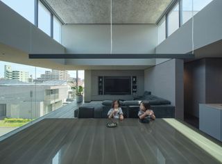 Double height interior at T Residence