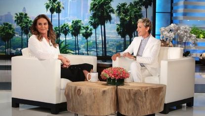 Caitlyn Jenner being interviewed by Ellen DeGeneres.
