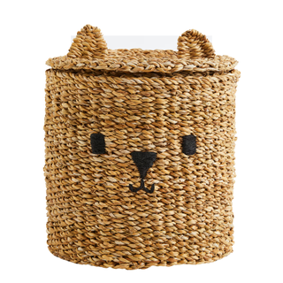 Wicker basket shaped like a bear