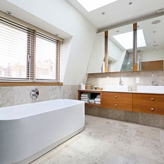 white bathroom with modern tiles