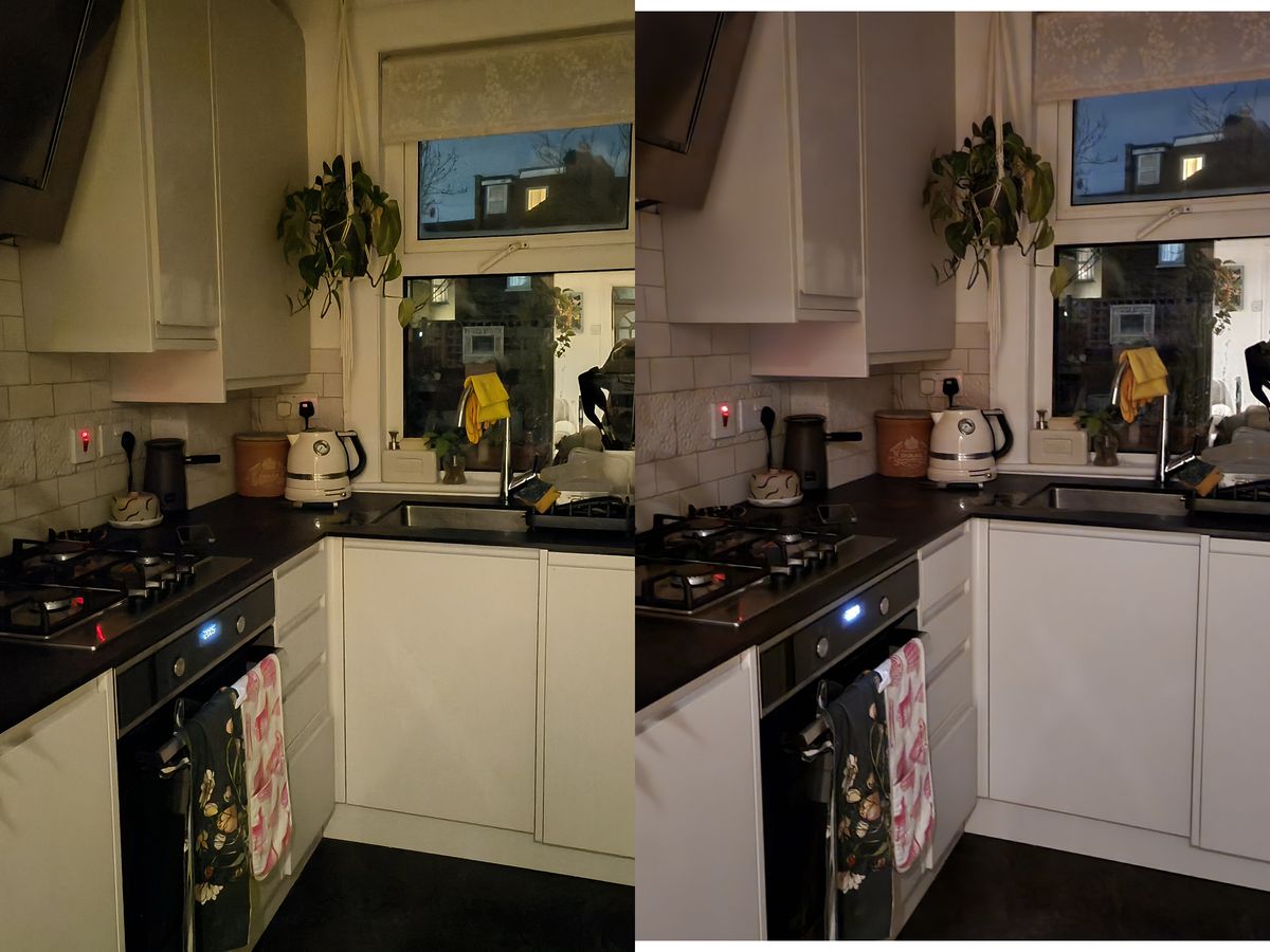 Oppo Find N2 Flip camera sample Samsung Galaxy Z Flip 4 comparison low light kitchen