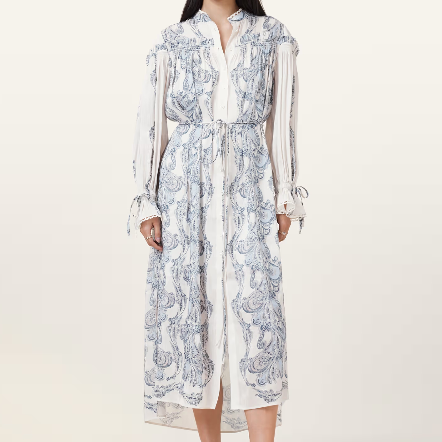 AllSaints delphine Floral Print Midi Dress