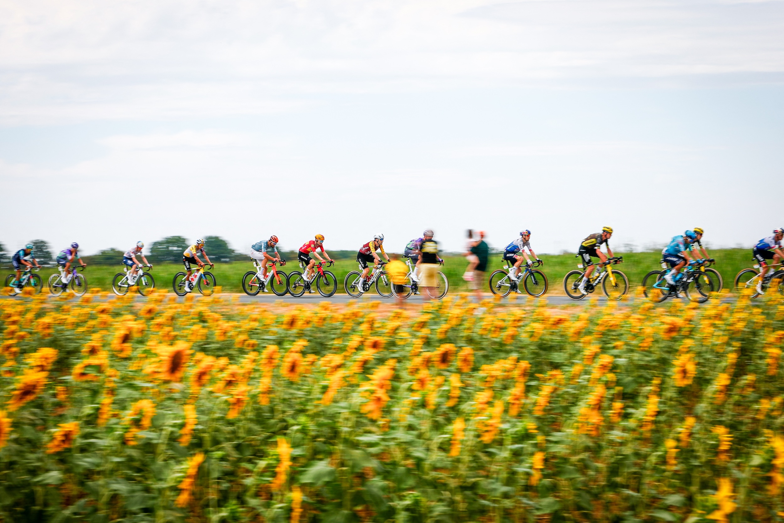 The pack of riders pictured in action during the stage 12 of the 2026 Tour de France