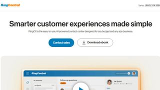 Website screenshot for RingCentral Contact Center.