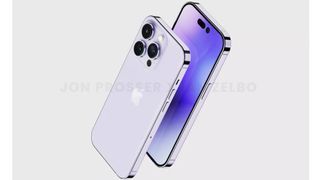 An unofficial render of the iPhone 14 Pro in purple