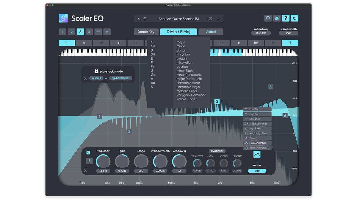 Scaler EQ is a “world-first” plugin that uses the key of your song to determine which notes it cuts and boosts