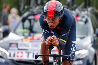 Team Ineos rider Colombias Egan Bernal competes in the first stage of the Giro dItalia 2021 cycling race a 86 km individual time trial on May 8 2021 in Turin Photo by Luca Bettini AFP Photo by LUCA BETTINIAFP via Getty Images