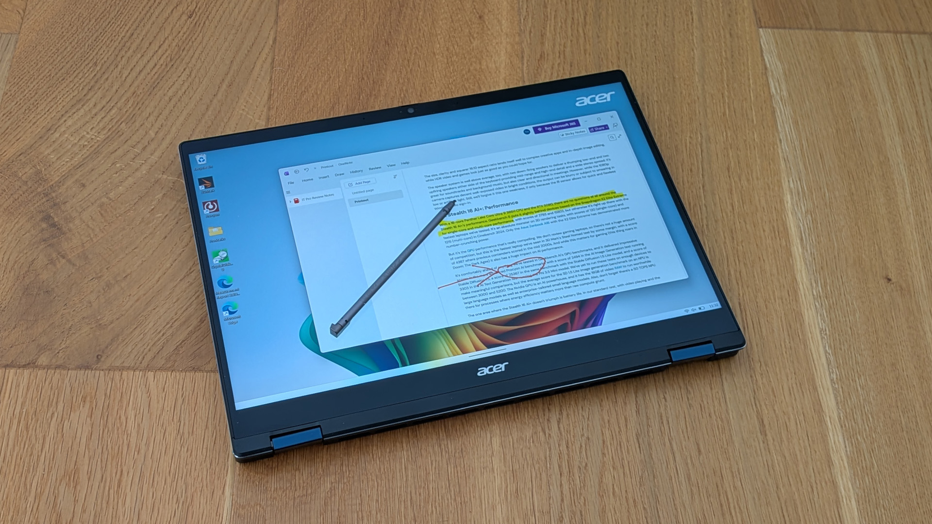 The Acer Swift Spin 14 AI on a desk