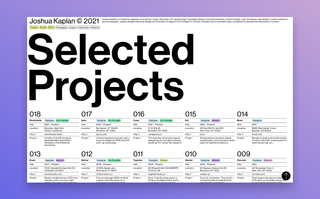 Web design trends 2022: screenshot of Joshua Kaplan portfolio site