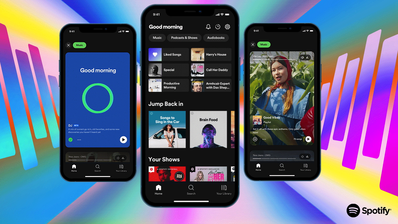 A gif showing the new Spotify interface