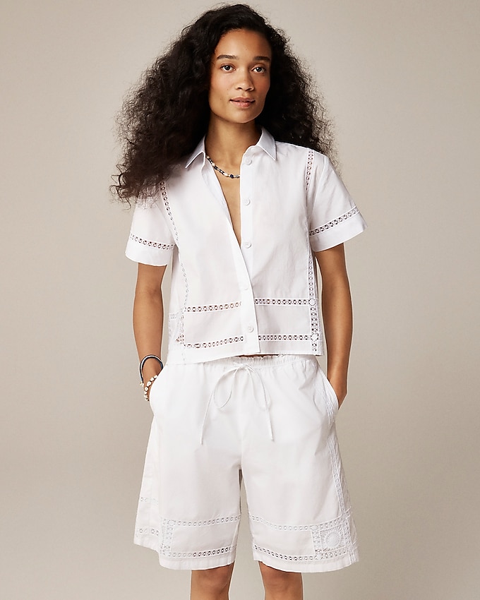 Gamine Eyelet-Trim Shirt