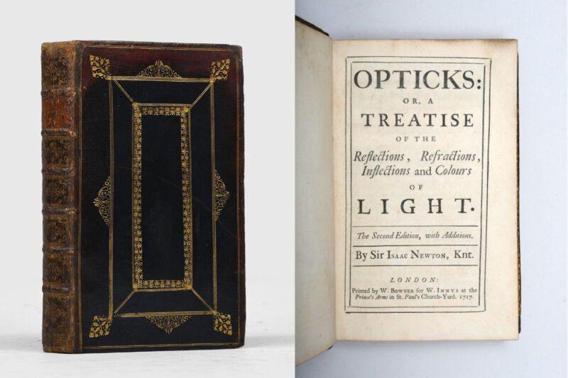 Long-lost copy of Newton's famous book 'Opticks' to be auctioned for half a  million dollars