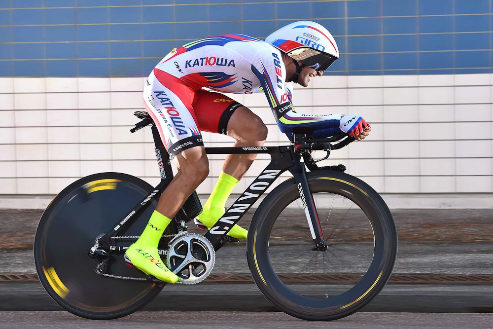 Team Katusha rider on course.