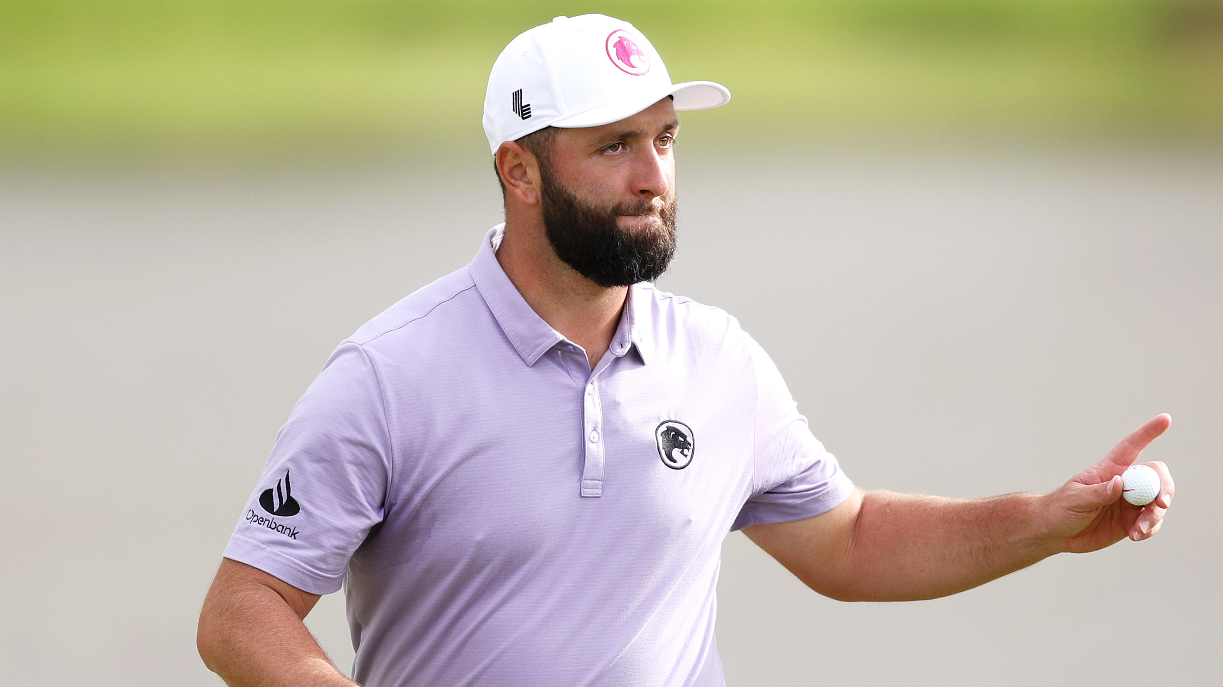 Jon Rahm takes part in LIV Golf UK 2025.