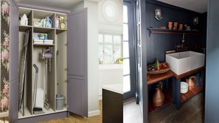 compact laundry area and cupboard turned utility room