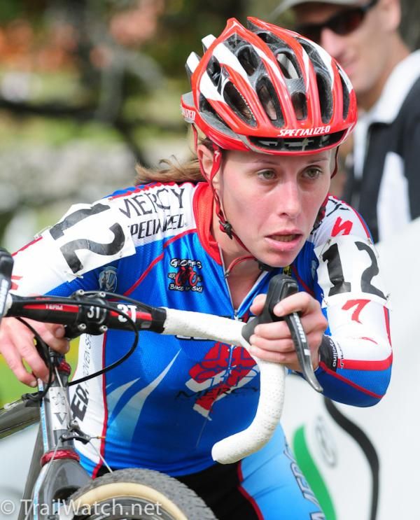 Robin Williams (Iowa City Cycling) hoofing it up one the climbs