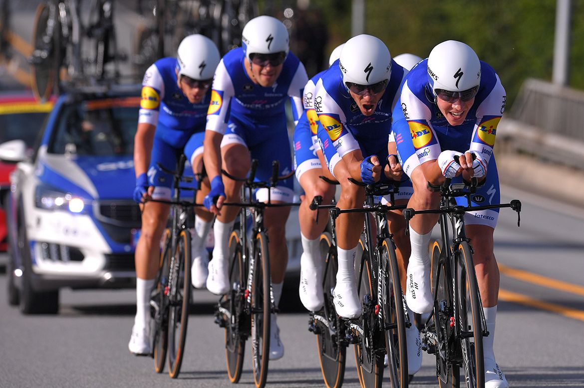 Quick-Step en route to a fourth-place finish in the men's TTT