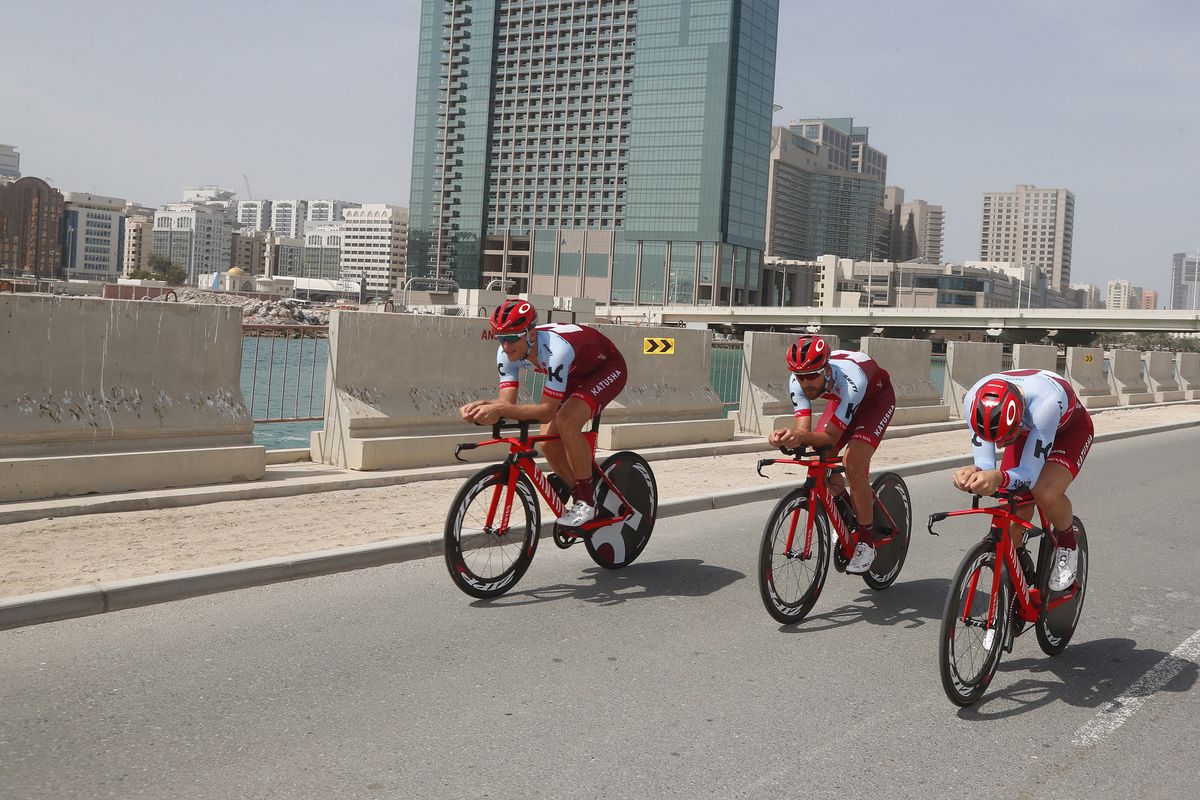 Katusha-Alepacin gets in some training on the course