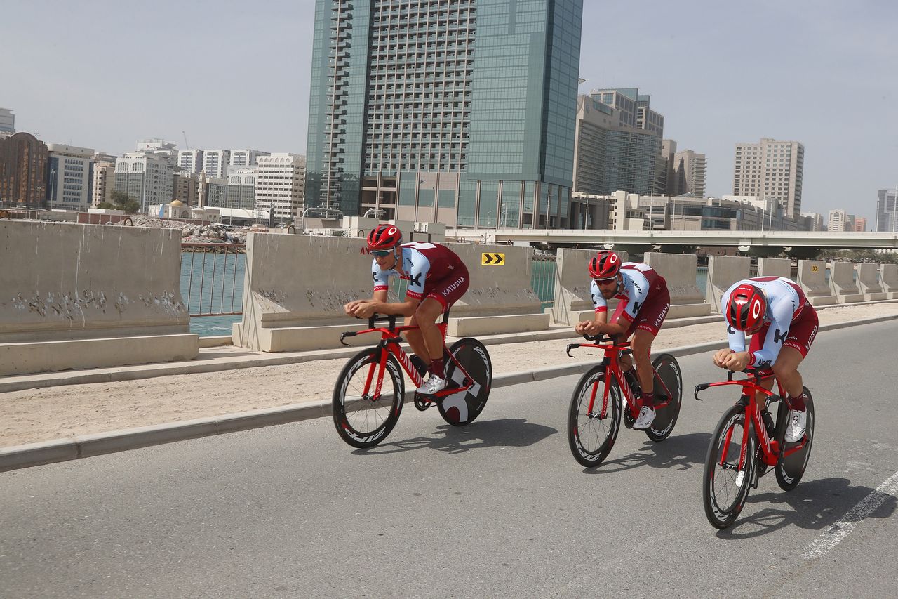 Katusha-Alepacin gets in some training on the course