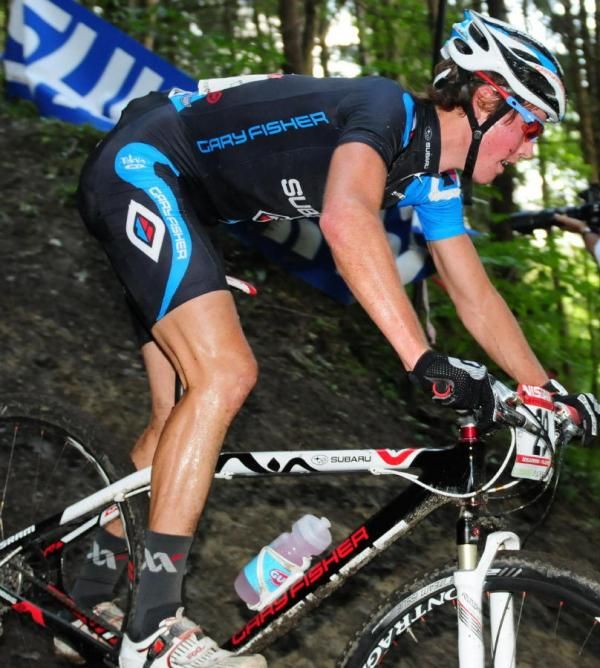 Sam Schultz (Gary Fisher/Subaru) riding a steep descent