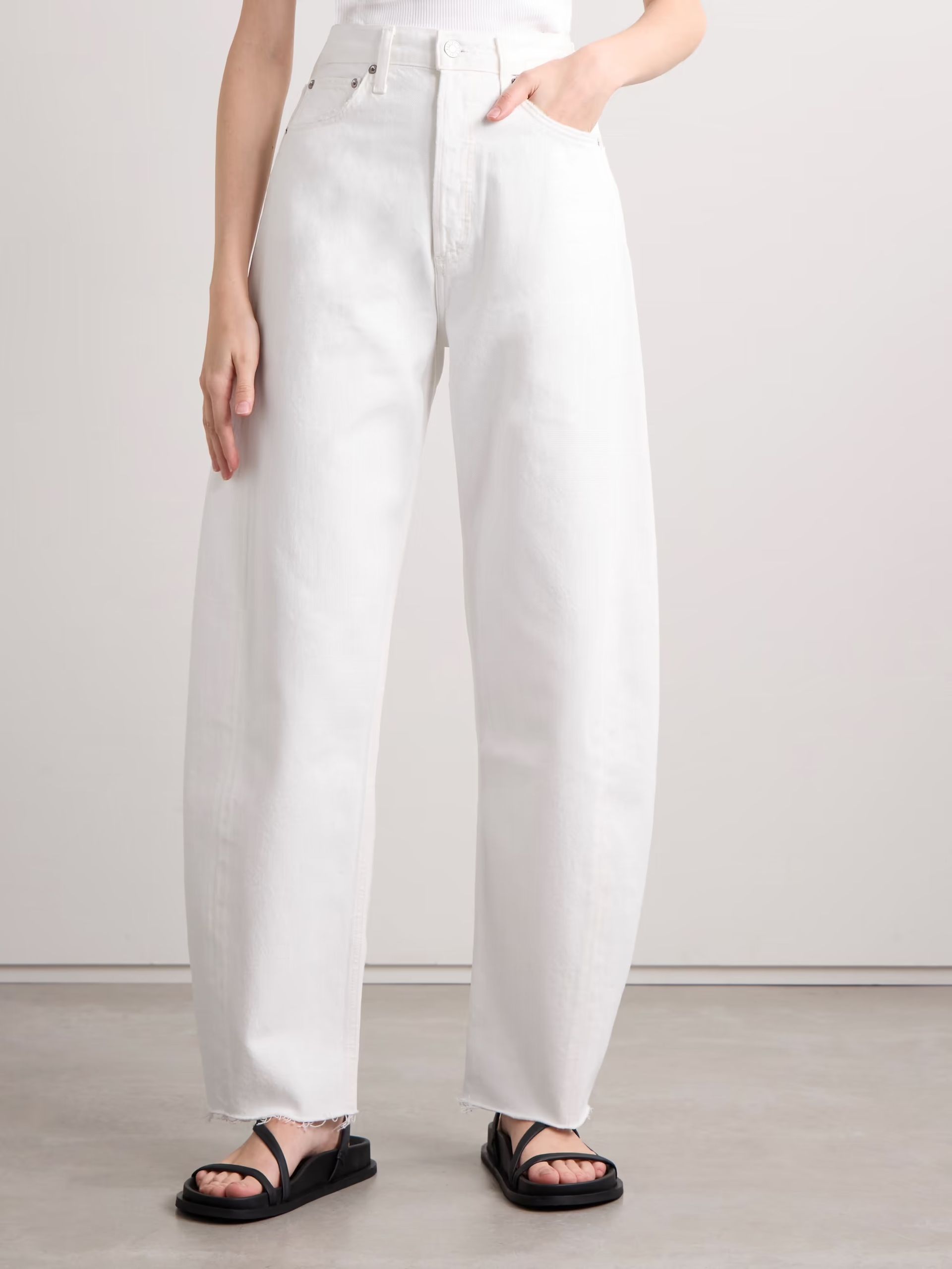 Agolde, Luna Frayed High-Rise Barrel-Leg Jeans