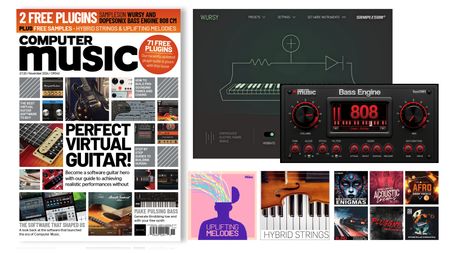 the cover of Computer Music magazine alongside screengrabs of the interfaces of this month's software and samples