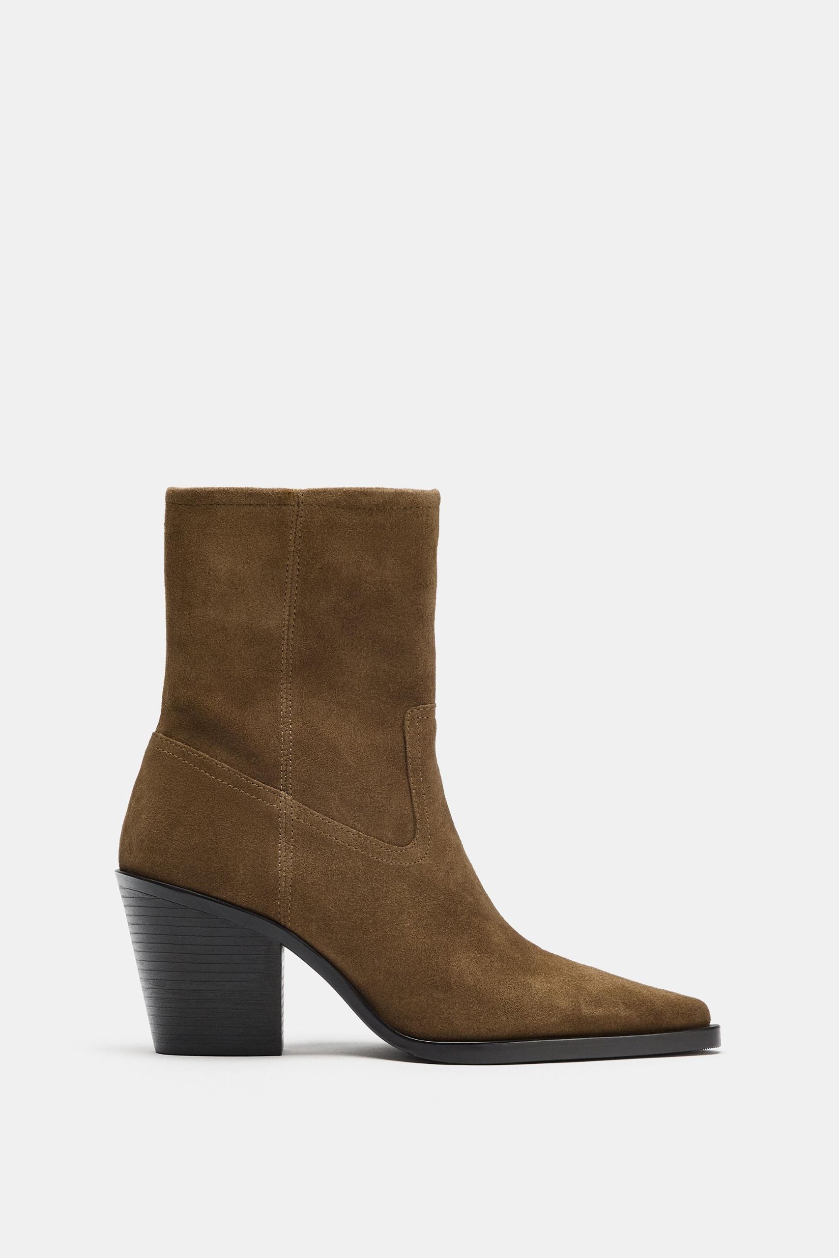 Split Suede Block-Heel Ankle Boots - Taupe Grey - 2