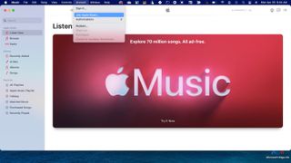 Apple Music signup on macOS