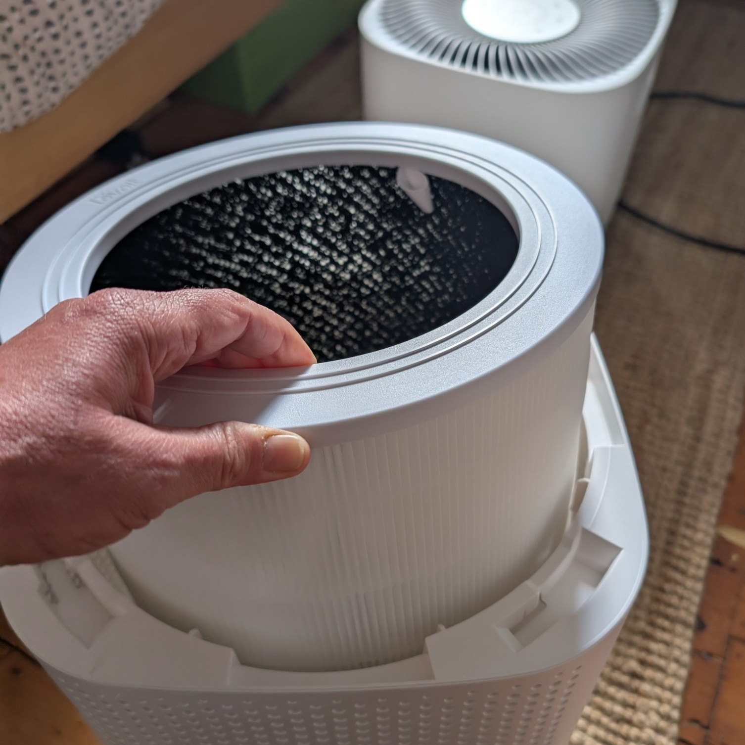 Levoit Core 600S Air Purifier in home testing