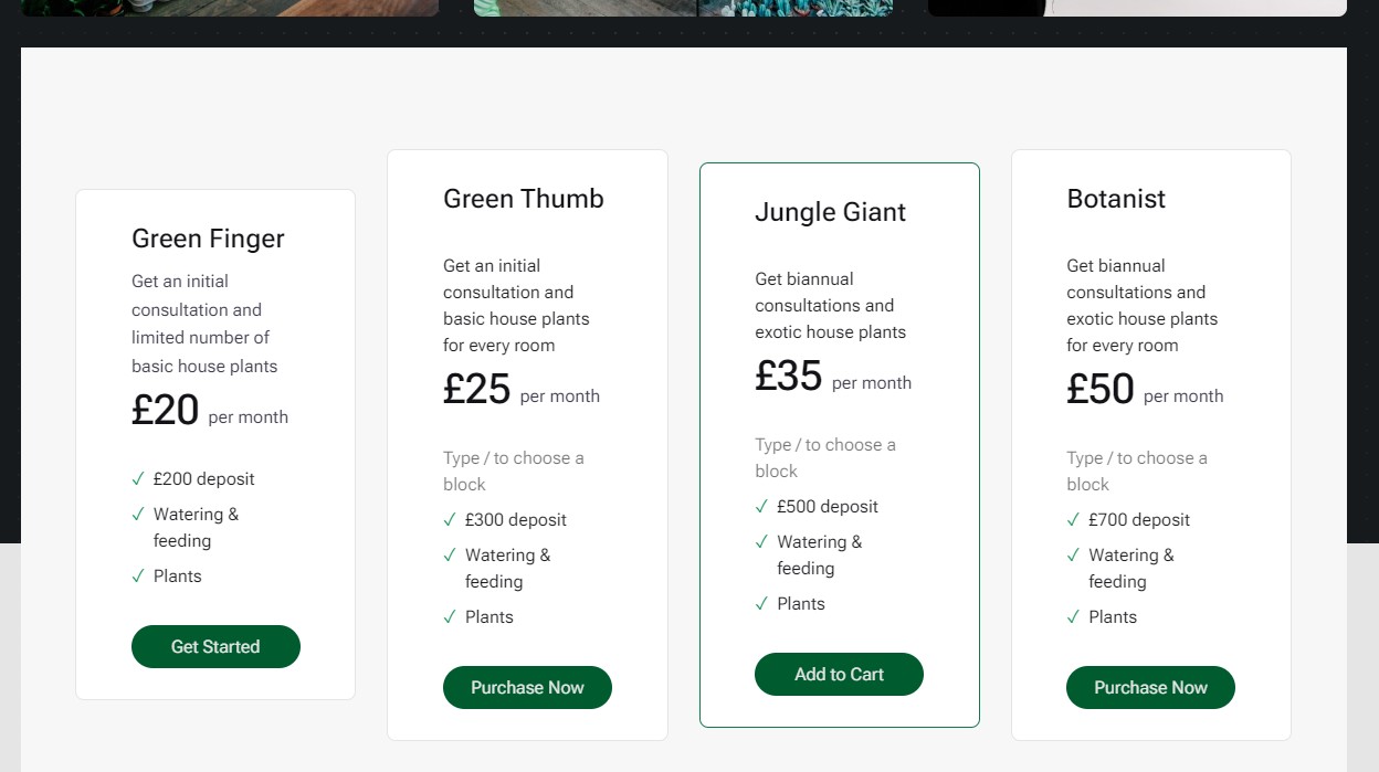 The subscription plans for my site