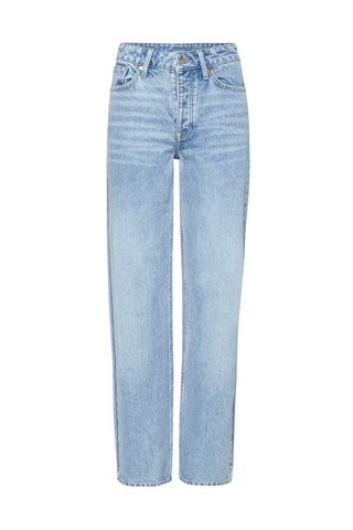 wide leg light blue jeans, best sustainable jeans