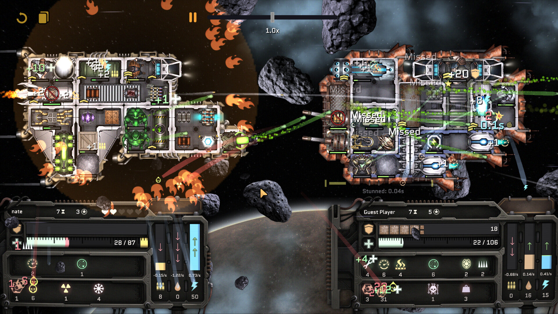 Image of two spaceships fighting from Down with the Ship