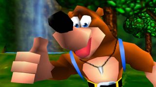 Banjo-Kazooie screenshot shows Banjo doing a thumbs up.