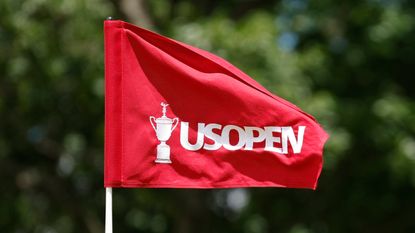US Open flag blowing in the wind