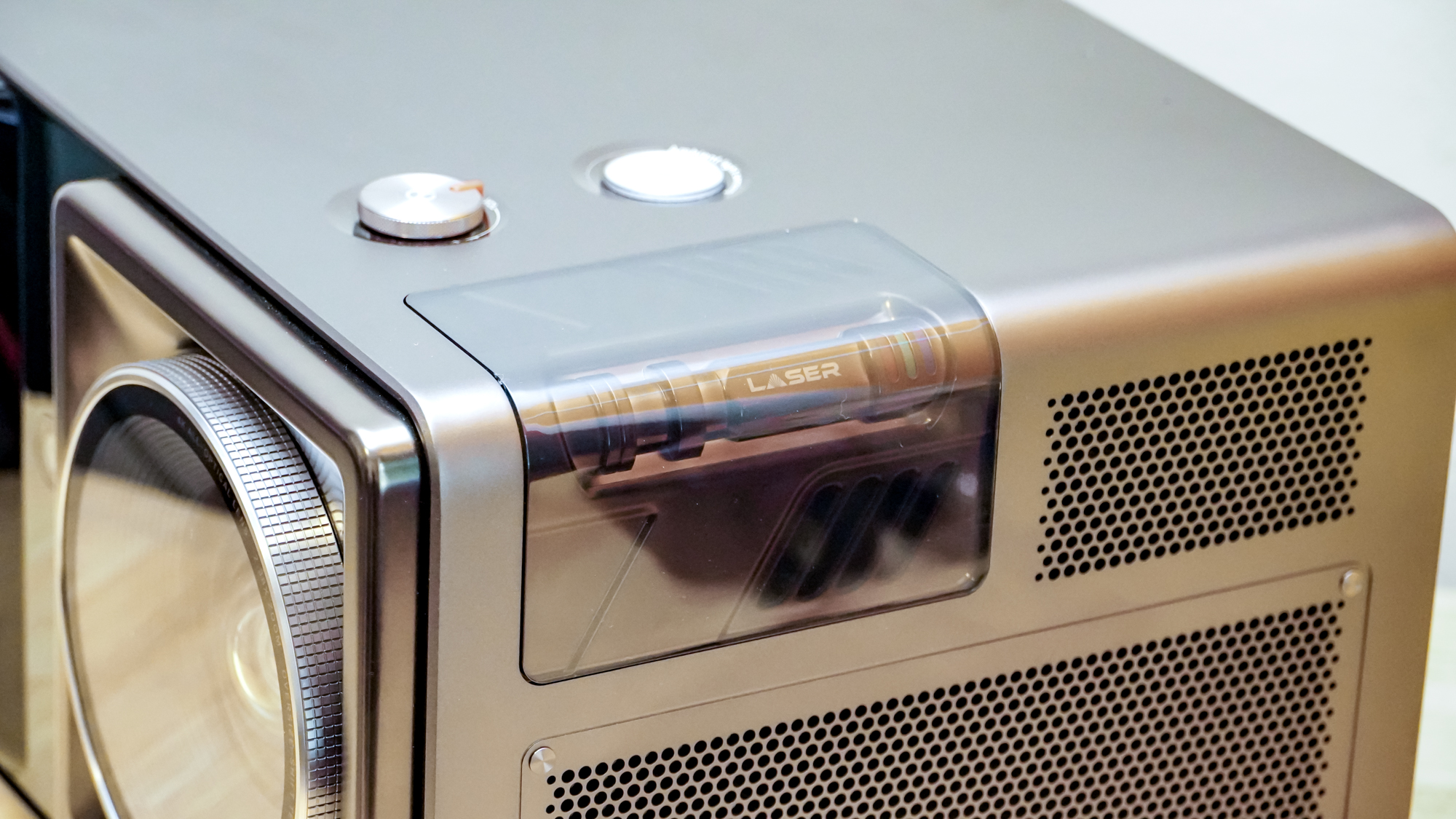 A Hisense XR10 Projector on a table
