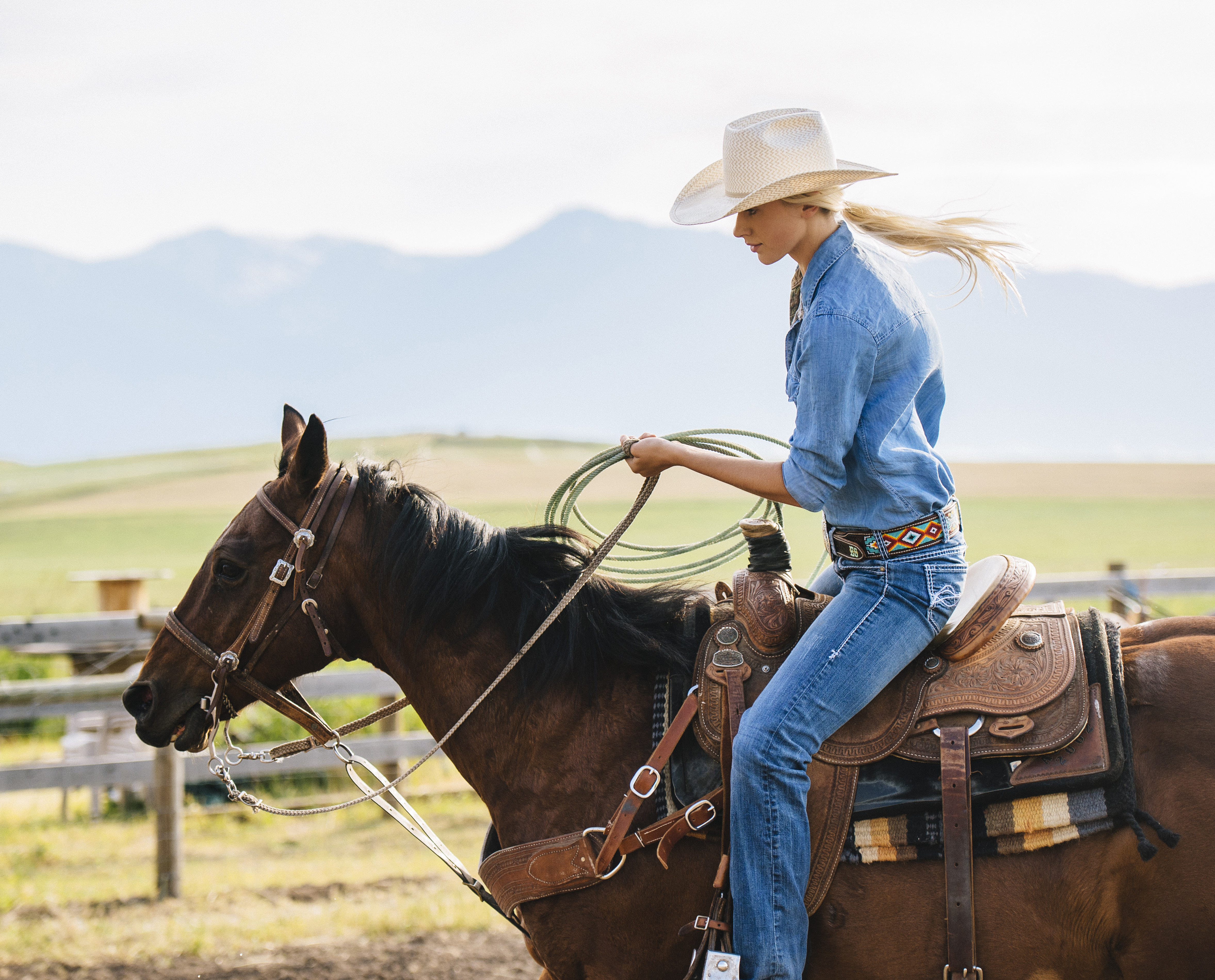 Female rider on horseback
